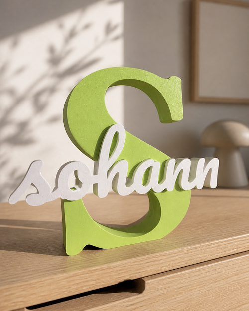 Lettre S vert pastel avec prénom Sohan intégré — Ayna