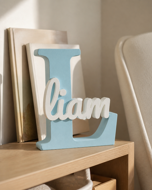 Lettre L bleu clair avec prénom Liam intégré — Ayna